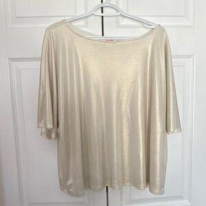 Relaxed Metallic Cream Women's Top Size 1XL